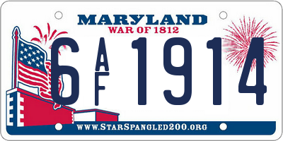 MD license plate 6AF1914