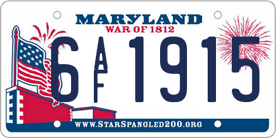 MD license plate 6AF1915