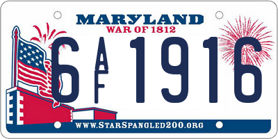 MD license plate 6AF1916