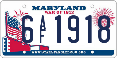 MD license plate 6AF1918