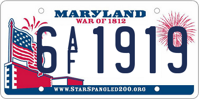 MD license plate 6AF1919