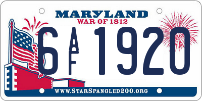 MD license plate 6AF1920