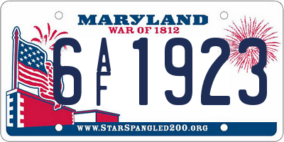 MD license plate 6AF1923