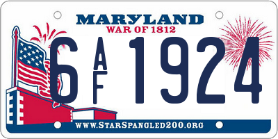 MD license plate 6AF1924
