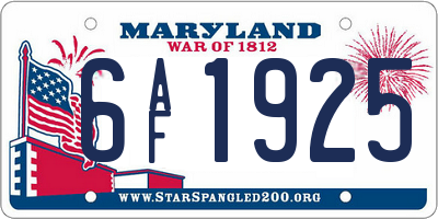 MD license plate 6AF1925