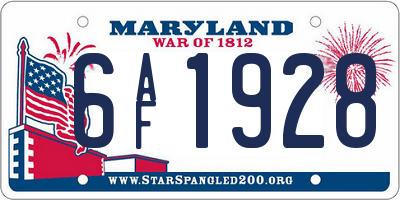 MD license plate 6AF1928