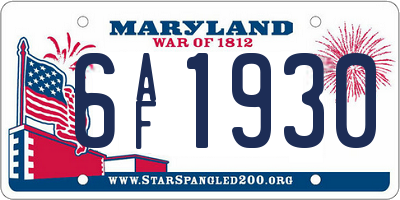 MD license plate 6AF1930