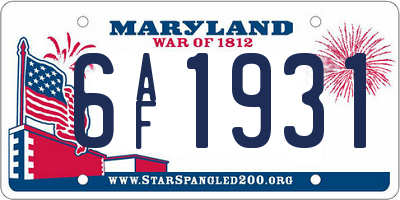 MD license plate 6AF1931