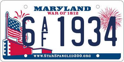 MD license plate 6AF1934