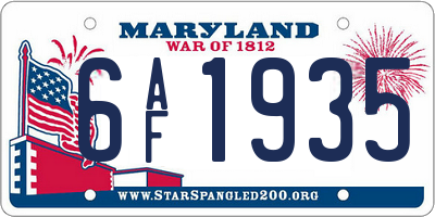 MD license plate 6AF1935