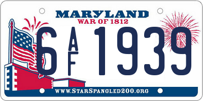 MD license plate 6AF1939
