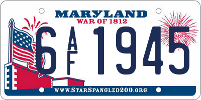 MD license plate 6AF1945