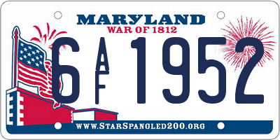 MD license plate 6AF1952