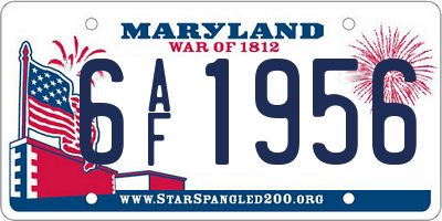 MD license plate 6AF1956