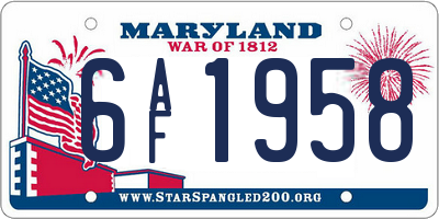 MD license plate 6AF1958