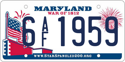 MD license plate 6AF1959