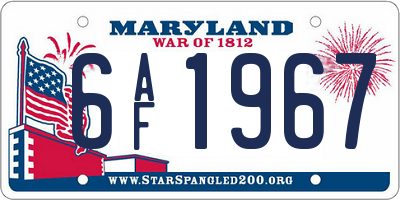 MD license plate 6AF1967