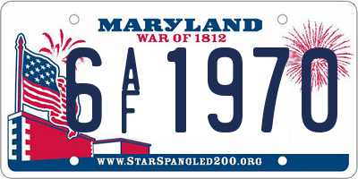 MD license plate 6AF1970