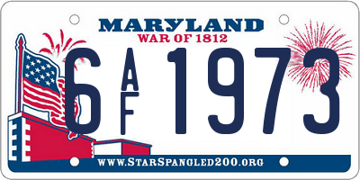 MD license plate 6AF1973