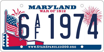 MD license plate 6AF1974