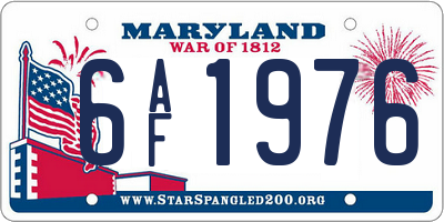 MD license plate 6AF1976