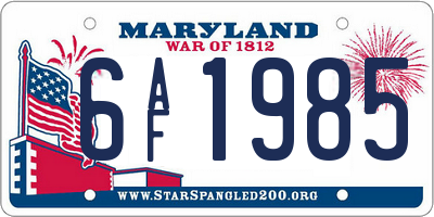 MD license plate 6AF1985
