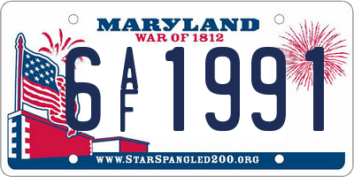 MD license plate 6AF1991