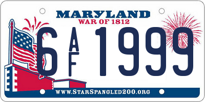 MD license plate 6AF1999