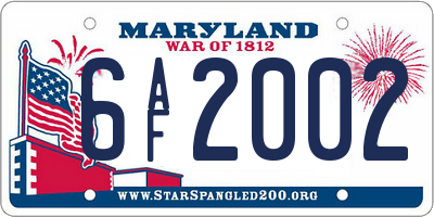 MD license plate 6AF2002