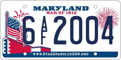 MD license plate 6AF2004