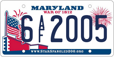MD license plate 6AF2005