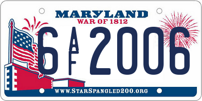 MD license plate 6AF2006