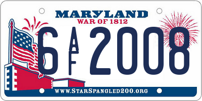 MD license plate 6AF2008