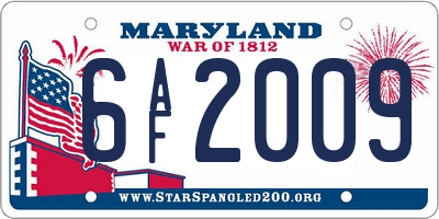 MD license plate 6AF2009