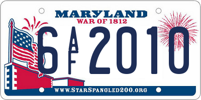 MD license plate 6AF2010
