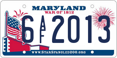 MD license plate 6AF2013