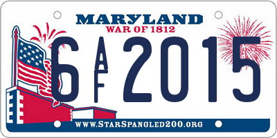 MD license plate 6AF2015