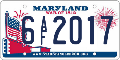 MD license plate 6AF2017