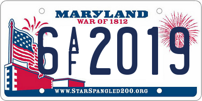MD license plate 6AF2019