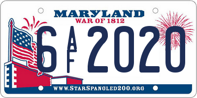 MD license plate 6AF2020