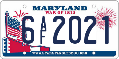 MD license plate 6AF2021