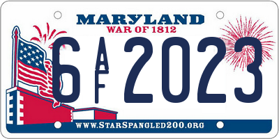 MD license plate 6AF2023
