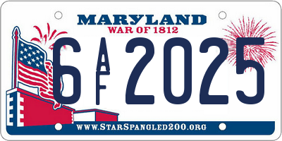 MD license plate 6AF2025