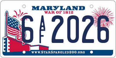 MD license plate 6AF2026