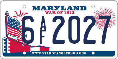 MD license plate 6AF2027