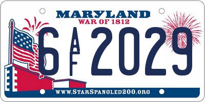 MD license plate 6AF2029
