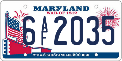 MD license plate 6AF2035