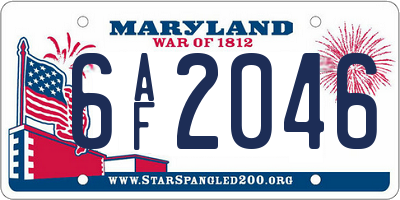 MD license plate 6AF2046