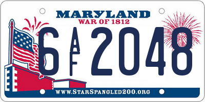 MD license plate 6AF2048