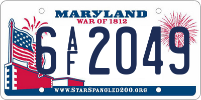 MD license plate 6AF2049